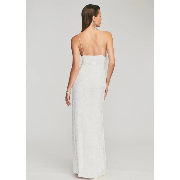 RETROFÉTE Katya Maxi Dress Gown in Moonglow White Sequin Bridal Evening sz L - Picture 10 of 16